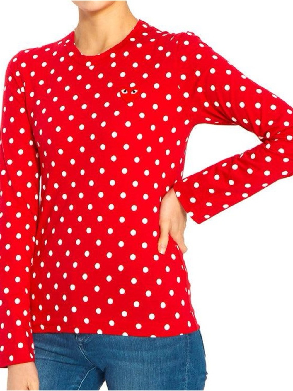 Comme des Garçons Polka Dot Long-Sleeve Crew Neck